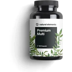natural elements Premium Multivitamin – 180 Kapseln Vitamine A-Z Premium-Rohstoffe Bioaktiv-Formen 122 g