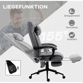 Vinsetto Bürostuhl mit Massagefunktion, Ergonomisch Schreibtischstuhl mit Liegefunktion, Lendenheizung, Höhenverstellbar Computerstuhl mit Kopfstütze,