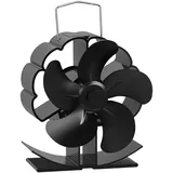 LURICO Kaminventilator, 5 Flügel-Ofenventilator Stromloser Leiser Betrieb, 12.7 x 11.7 CM Holzofenventilator Wärmebetrieben Kamin Ventilator, Kaminventilator für Kamin, Ofen, Holz,Ofenrohr (Schwarz)