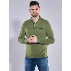 engbers Herren Langarm-Shirt mit Polo-Kragen grün regular gestreift Kent-Kragen - 5XL