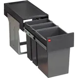 HAILO Mülleimer Küche, Einbau 30cm Schrank, Trennsystem 3 Fächer - Grau