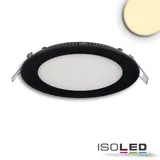 ISOLED Downlight, 12W, rund, ultraflach, blendungsreduziert, schwarz warmweiß, dimmbar CRI90