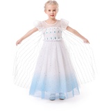 ELSA & ANNA Prinzessin Kleid Mädchen – Eiskönigin – Prinzessinnenkostüm – Mädchen Kleid für Partys, Geburtstage, Fasching, Karneval und Halloween – Prinzessin Kostüm Mädchen – 5-6 Jahre (EL2102)