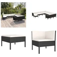 vidaXL 12 tlg. Garten Lounge Set mit Auflagen Poly Rattan Schwarz - Garten-Sofagarnitur - Garten-Sofagarnituren - Gartensofa-Set - Gartensofa-Sets - Schwarz