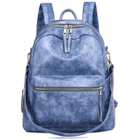 NICOLE & DORIS Mode Damen Rucksack wasserdichte Damenrucksäcke PU Leder Daypack Frauen Reiserucksack Multifunktion Schultertasche Schulrucksack Tagesrucksack Blau