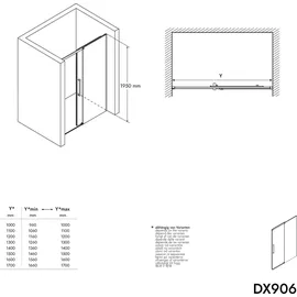 Bernstein Nischendusche mit Schiebetür Soft-Close Chrom 8mm Nano Echtglas 120cm