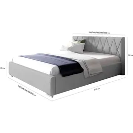 99rooms Lola Polsterbett mit Bettkasten 140x200 cm Velours MONOLITH Korallenrot