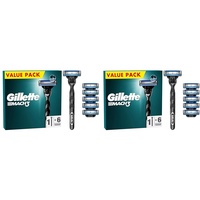 Gillette Mach3 Nassrasierer Herren, Rasierer + 6 Rasierklingen mit 3-fach Klinge, Geschenk für Männer (Packung mit 2)