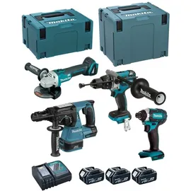 Makita - Kit DLX4050TJ (DHP481 + DTD152 + DHR243 + DGA504 + 3 x 5,0 Ah + DC18RC + makpac 3 + makpac 4)