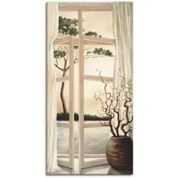 Wandbild ARTLAND "Fensterbild Toskanischer Sonnenuntergang", beige (farbe bild(er): naturfarben), B:75cm H:150cm, Bilder, als Alubild, Outdoorbild, Leinwandbild, Poster, Wandaufkleber
