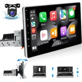 NHOPEEW 2+64G 1din Autoradio Android 13 mit Carplay & Autoradio - 1 Din Android radio mit verstellbarem 9 Zoll Bildschirm - WiFi GPS Mirror Link Split Screen EQ Steuerungsradsteuerung + Rückfahrkamera