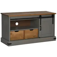 VidaXL TV-Schrank HALDEN mit Schiebetür Grau 110x40x60 cm Massivholz