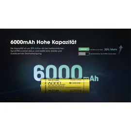 Nitecore 21700, 6000mAh 3,6V 8A Akku