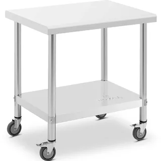 Royal Catering Edelstahltisch mit Rollen PREMIUM 60 x 80 cm 135 kg - Edelstahltische