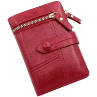 Geldbörse Damen - Vintage Leder Geldbörse für Damen - Portemonnaie Damen Leder - Damen Portemonnaie mit RFID Schutz - Geldbeutel Damen mit Mehrere Kartenfächer mit Handyfach (Wein)