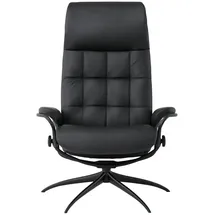 Stressless Relaxsessel London Leder 75 x 112 x 87 cm Schwarz mit Hocker