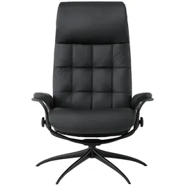 Stressless Relaxsessel London Leder 75 x 112 x 87 cm Schwarz mit Hocker