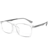 KoKoBin Ultraleichte Lesebrille Vollrandfassung aus TR90 Blaulichtfilter rechteckige Lesebrillen für Damen und Herren (Grau, 1)