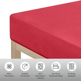MY HOME Spannbettlaken Microfaser-Jersey 200 x 200 cm rot