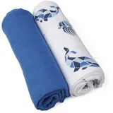 gr�nspecht 2 Mullwindeln 70x70cm - Meerestiere