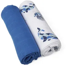 gr�nspecht 2 Mullwindeln 70x70cm - Meerestiere