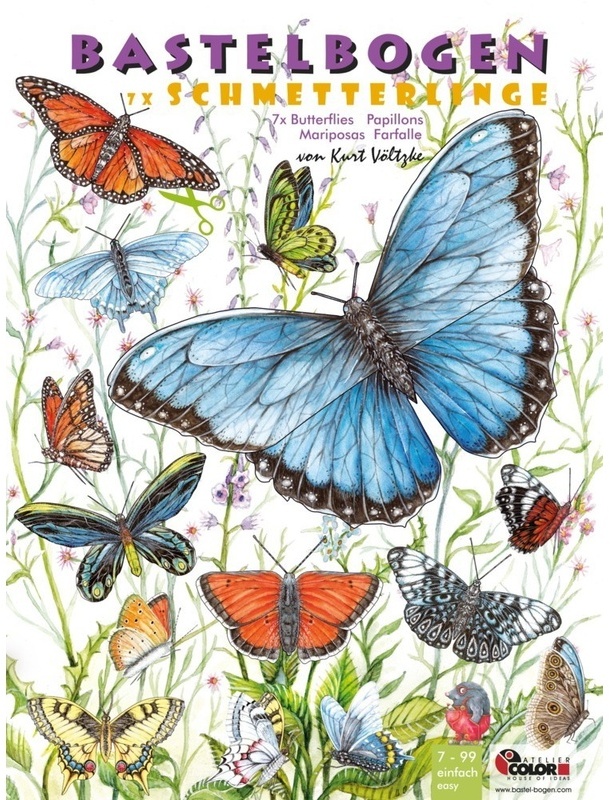 Schmetterlinge Bastelbogen 7 Grosse Falter Zum Basteln & Aufhängen Aus Papier