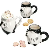 Mambocat Kaffeetasse 0,45 l Schwarz-Weiß 3 St.