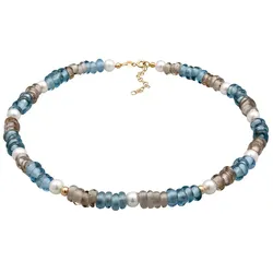 Elli Choker Glasperlen Muschelkernperlen 925 Silber 36 Damen 