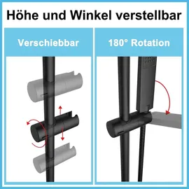 Görbach Duschset Edelstahl Duschstange mit Verstellbarer Duschkopfhalterung, Bohrlöcher-kompatible Wandhalterungen, Passend für Standard-Handbrausen, Brausestange 70 cm Schwarz