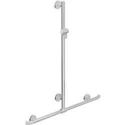 HEWI Warm Touch Duschhandlauf mit verschiebbarer Brausehalterstange, 125 x 118,4 cm