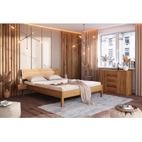 Natur24 Einzelbett Bett Bento 9 Sonderlänge 90x220 Wildeiche Holzkopfteil und Holzbeine braun