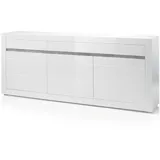 furn.design Sideboard weiß Hochglanz und Stone Design grau Kommode 217 x 90 cm Nobile
