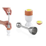 Maximex Eierköpfer Mod. eleganter Küchenhelfer aus rostfreiem Edelstahl für sauber geköpfte Frühstückseier spülmaschinengeeignet intelligentes Küchengerät für den Haushalt Maße 13,8 x 4,1 cm Silber