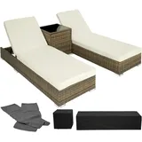 Tectake tectake® Sonnenliegen mit Aluminiumgestell, 5-fach verstellbare Rückenlehne, Dicke des Polsters 7,5 cm, wetterfest und UV-beständig