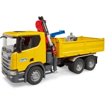 Bruder 03551 - Scania Super 560R Baustellen-LKW mit Kran und 2 Paletten mehrfarbig 1:16