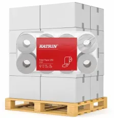 KATRIN Toilettenpapier 250 Blatt, 3-lagig 104872 , 1 Palette = 33 Pakete à 6 Packungen à 8 x 250 Blatt