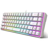 Snpurdiri 60% Gaming Tastatur, Kompakte RGB beleuchtete ergonomische Mini Tastatur, Leise mechanische Tasten, 68 Tasten, für Windows PC Laptop (weiß 68 Tasten)