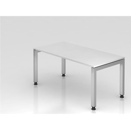 Hammerbacher Ergonomic Plus J-Serie VJS16/W/S Schreibtisch weiß rechteckig, 4-Fuß-Gestell silber 160,0 x 80,0 cm