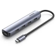 UGREEN USB-C to 4*USB 3.0+HDMI Hub - Grau