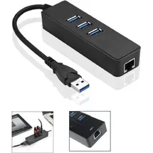 MicroConnect USB 3.0 - USB 3.0 x 3/RJ45 - Schwarz