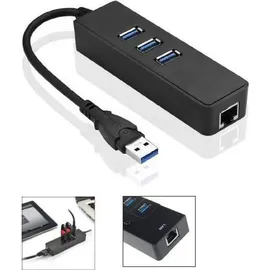 MicroConnect USB 3.0 - USB 3.0 x 3/RJ45 - Schwarz