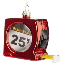 Brubaker Maßband Rot - Handbemalte Weihnachtskugel aus Glas - 9 cm Baumkugel für Handwerker - Mundgeblasener Christbaumschmuck - Deko Figuren Weihnachten - Weihnachtsdeko Anhänger