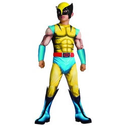 Rubie ́s Kostüm Comic Wolverine, Gepolstertes Marvel Superheldenkostüm im Comic-Stil gelb 140