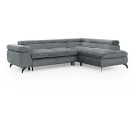S-Style Eckcouch Cord 2-Sitzer Grau