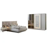 Xlmoebel Schlafzimmer-Set Hochwertiges Schlafzimmer Set mit Bett, Nachttischen und, (1-tlg., Bett / 2x Nachttische / Kleiderschrank), Hergestellt in Europa weiß