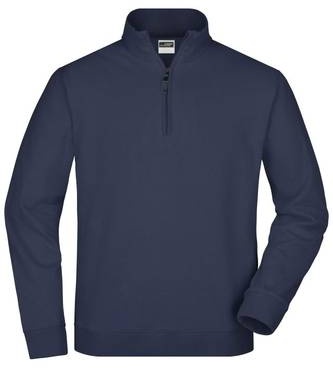 Round-Neck Zip Sweatshirt mit Stehkragen und kurzem Reißverschluss blau, Gr. 3XL