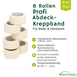 varivendo Klebeband Kreppklebeband 6 Rollen 50 mm x 50 m