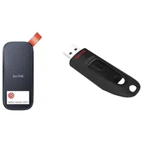 SanDisk Portable SSD 1 TB (Externe Festplatte mit SSD Technologie 2,5 Zoll & Ultra USB 3.0 Flash-Laufwerk 128 GB