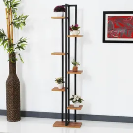 [en.casa] Pflanzregal Somero 150 x 34 x 21 cm Schwarz/Walnuss-Optik