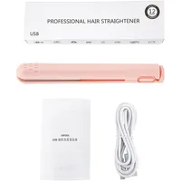 Mini 2-in-1 Usb-haarglätter Mit Keramikplatten, Pinkfarbener Glätteisen Und Lockenstab